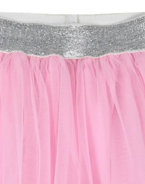 Solid color tulle skirt with silver elastic for girl