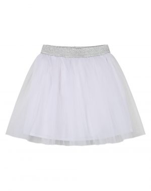 Solid color tulle skirt with silver elastic for girl