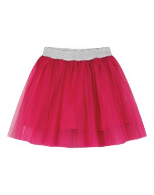 Solid color tulle skirt with silver elastic for girl