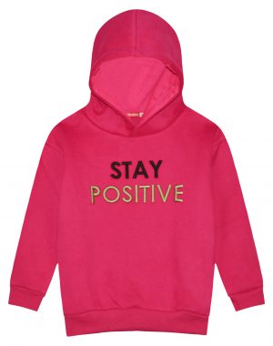 Girl΄s fleece blouse with hood and embroidery