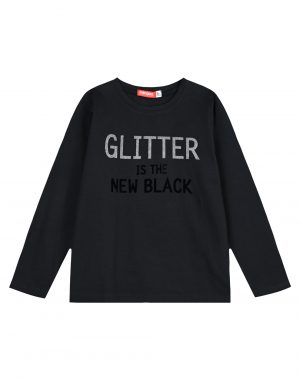 Girl΄s jersey blouse with glitter and velour print on the chest