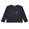 Girl΄s jersey blouse with print and reversible sequins