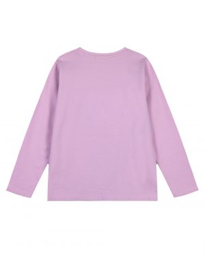 Girl΄s jersey blouse with print with glitter details on the chest