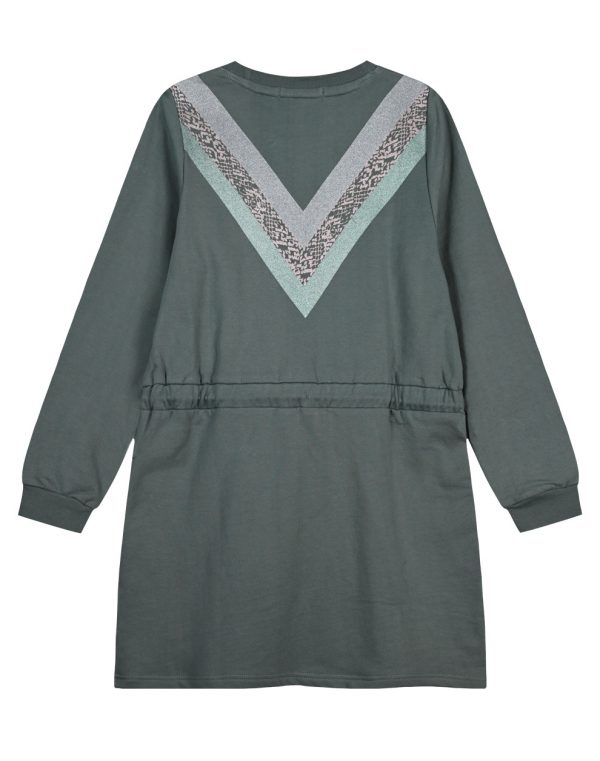Girl΄s fleece dress with print with glitter details