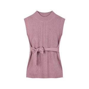 Sleeveless cableknit sweater for girls