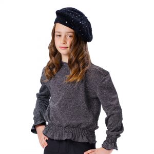 Knit sweater with lurex for girls