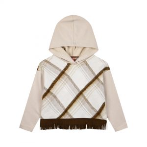 Checkered hoodie with tassels for girls