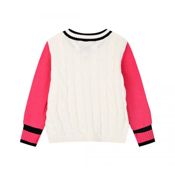 Cableknit sweater with embroidery for girls