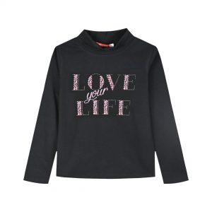 Jersey turtleneck with print for girls