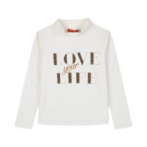 Jersey turtleneck with print for girls