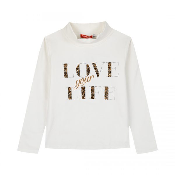 Jersey turtleneck with print for girls