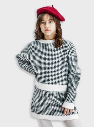 Knit houndstooth set