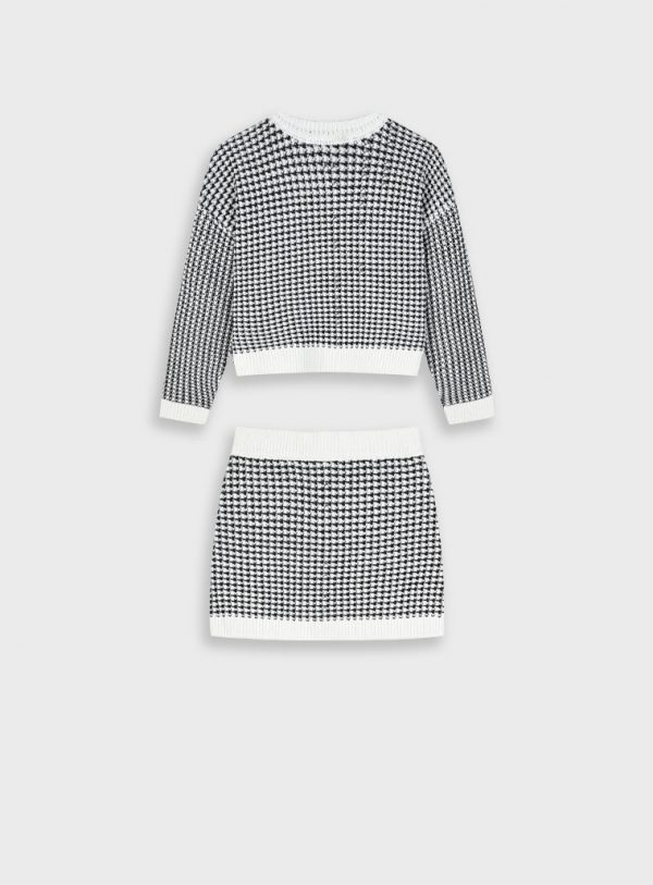 Knit houndstooth set