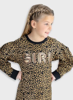 Leopard print fleece dress