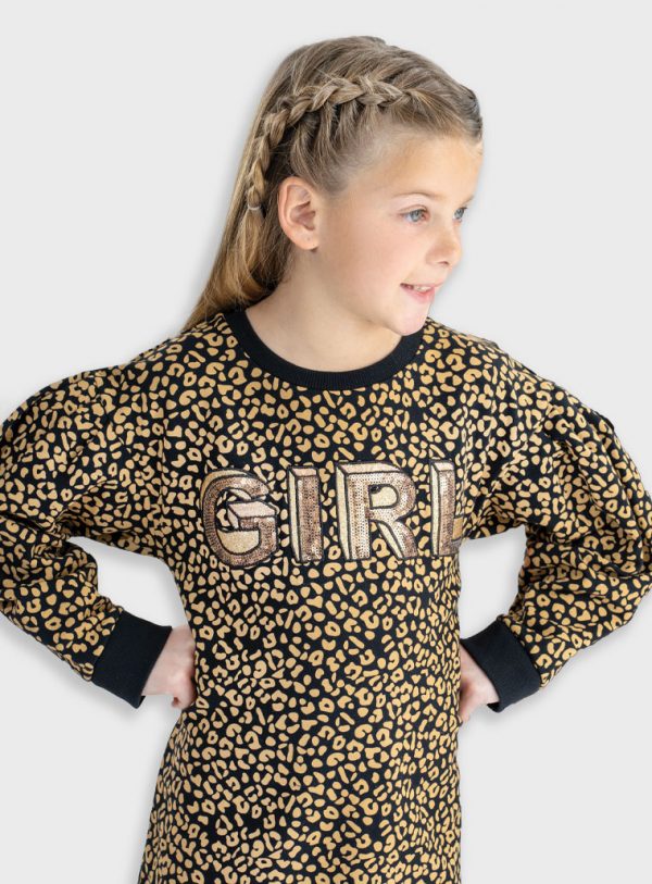 Leopard print fleece dress