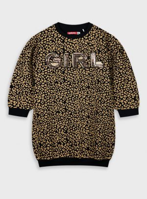 Leopard print fleece dress