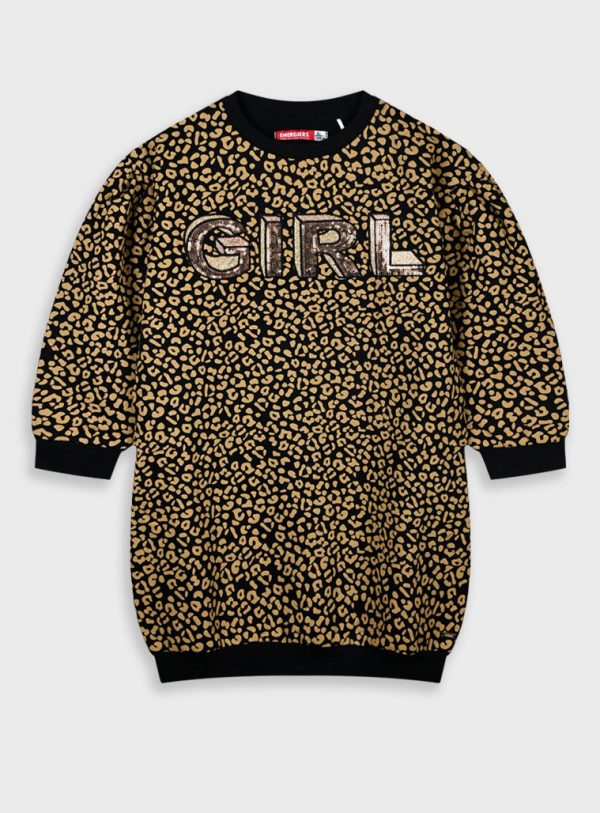 Leopard print fleece dress