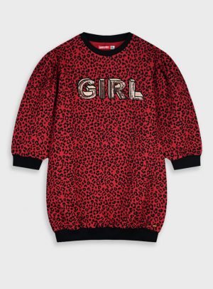 Leopard print fleece dress