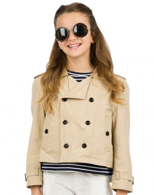 Girl΄s short trenchcoat with stripped lining