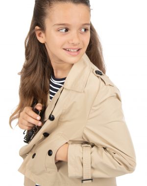 Girl΄s short trenchcoat with stripped lining