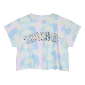 Girl΄s tie dye crop top with rhinestones