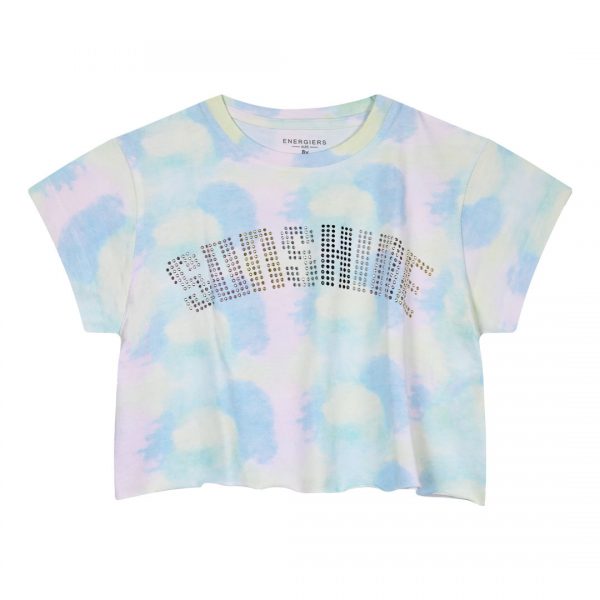 Girl΄s tie dye crop top with rhinestones