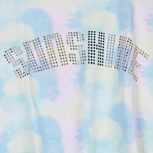 Girl΄s tie dye crop top with rhinestones