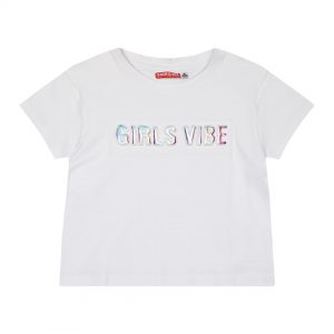 Παιδική μπλούζα κροπ με ανάγλυφο τύπωμα για κορίτσι