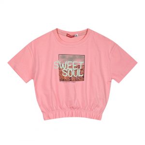 Παιδική μπλούζα κροπ με τύπωμα για κορίτσι
