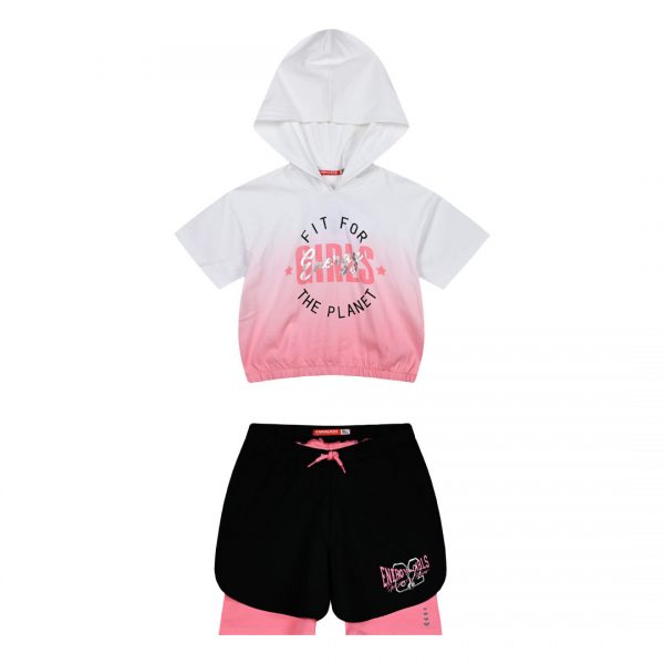 Girl΄s 2 piece set with hood and print