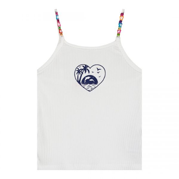 Girl΄s ribbed sleeveless shirt with print