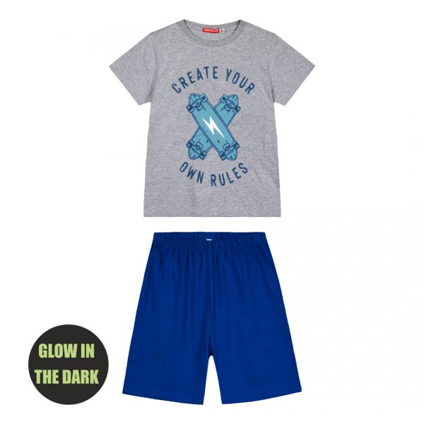 Boy΄s 2 piece pyjama set with glow in the dark print