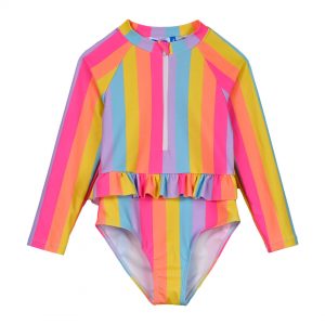 Girl΄s one piece swim suit with long sleeves for UV protection