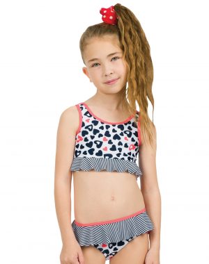 Swimsuit with hearts & stripes