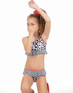 Swimsuit with hearts & stripes