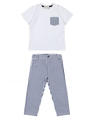Baby boy΄s 2 piece set with shortsleeve shirt with pocket and stripped pants for special occassions (6-24 months)