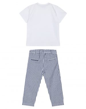 Baby boy΄s 2 piece set with shortsleeve shirt with pocket and stripped pants for special occassions (6-24 months)