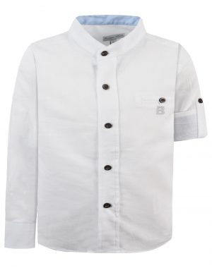 Boy΄s linen longsleeve shirt with mao collar for special occassions