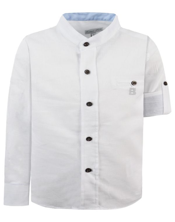 Boy΄s linen longsleeve shirt with mao collar for special occassions