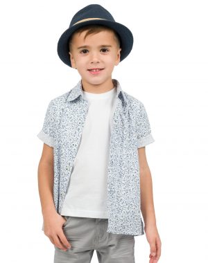 Boy΄s shortsleeve printed button down shirt for special occassions