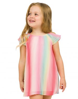 Πλισέ σιφόν φόρεμα στα χρώματα ουράνιο τόξο για κορίτσι