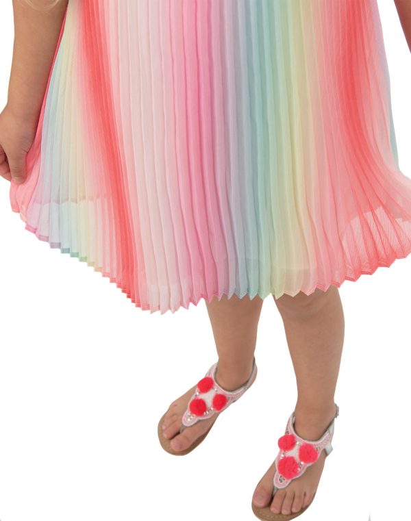 Girl΄s pleated chiffon dress in rainbow colours