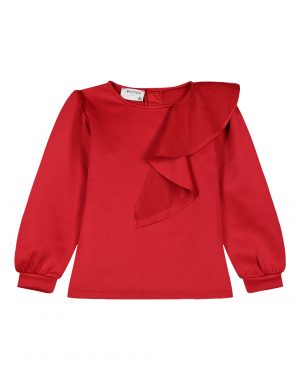 Girl΄s boutique blouse with long puffy sleeves with frill.Boutique collection
