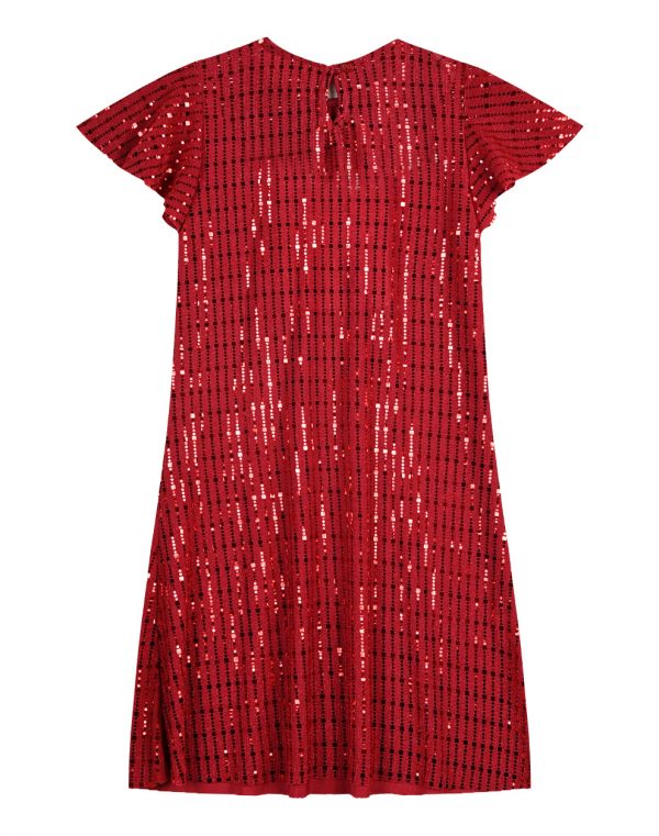 Girl΄s  a-line dress with sequins and flared sleeves.Boutique collection