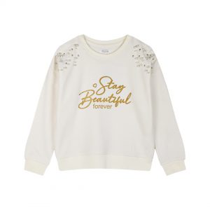 Boutique fleece shirt with pearls print for girls