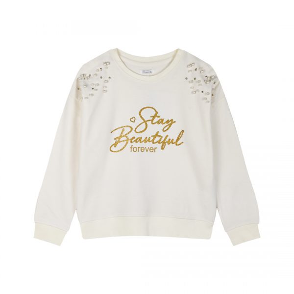 Boutique fleece shirt with pearls print for girls