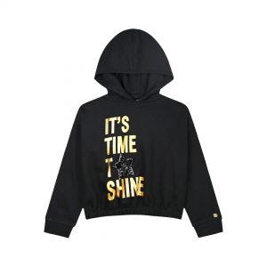 Boutique shirt with hood and metallic print for girls