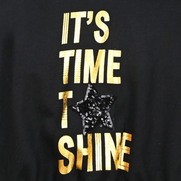Boutique shirt with hood and metallic print for girls