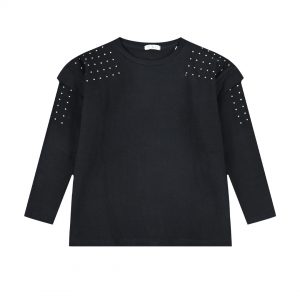 Boutique shirt with shoulder pads and rhinestones for girls