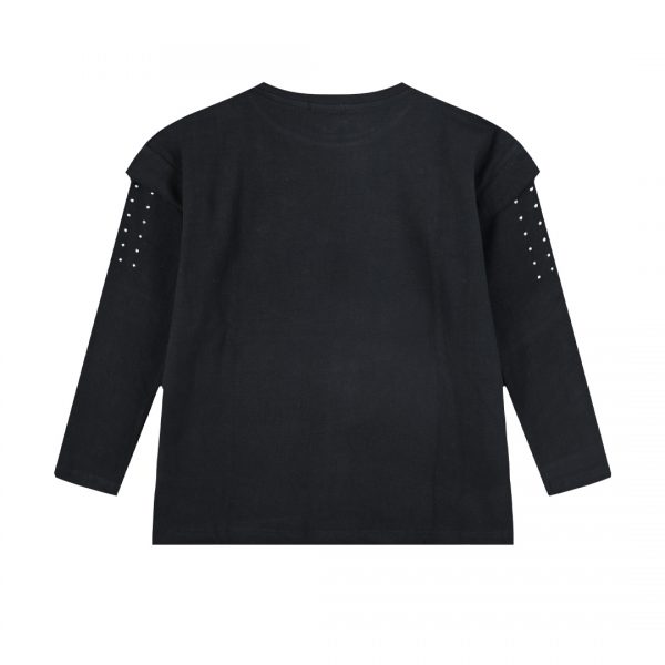 Boutique shirt with shoulder pads and rhinestones for girls